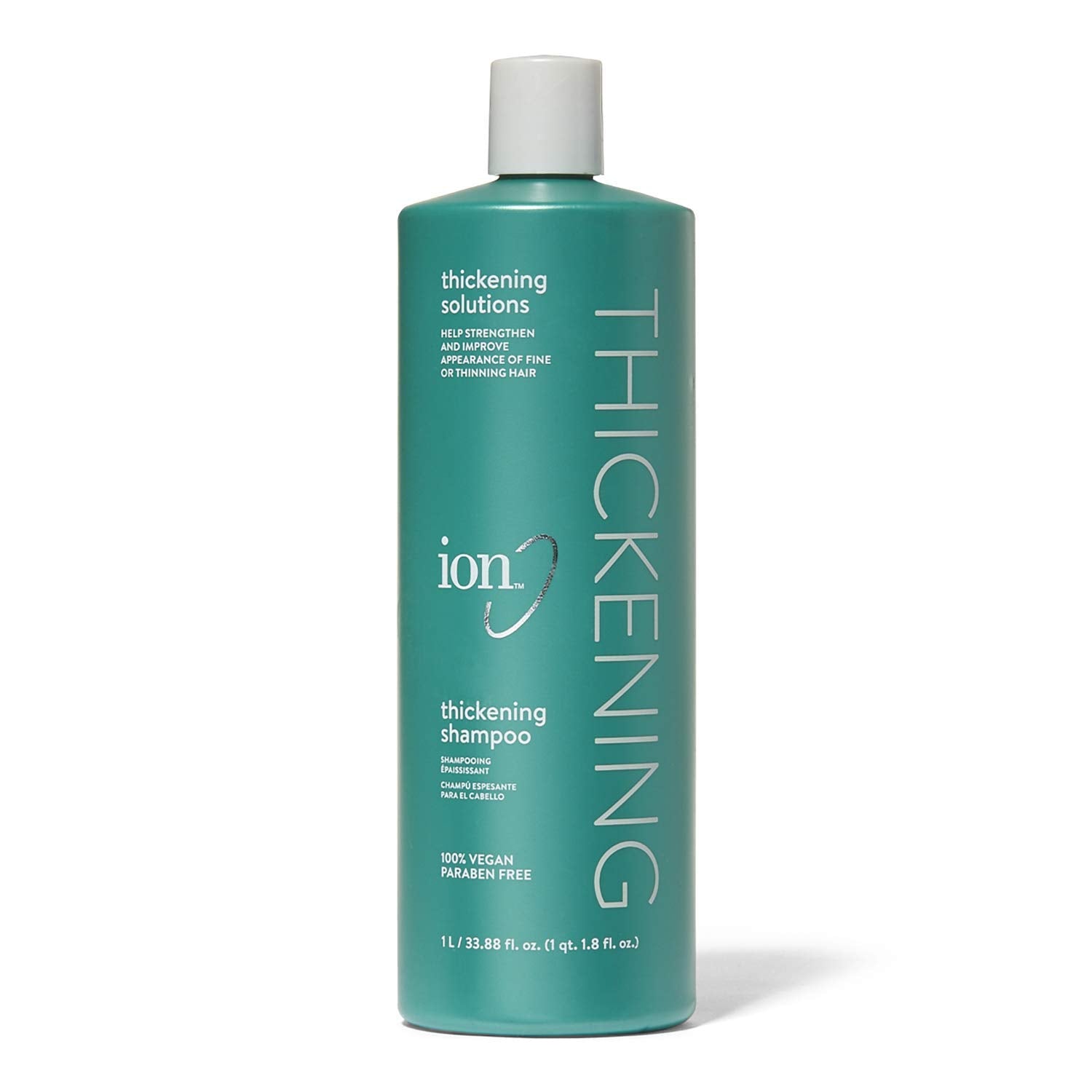 Ion Thickening Shampoo bottle showing color-safe formula for fuller-looking hair.