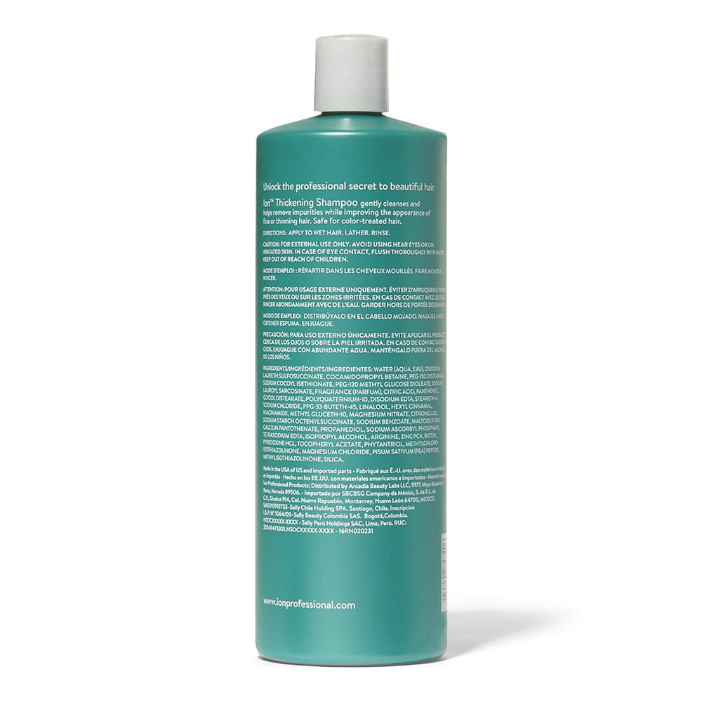 Ion Thickening Shampoo lather close-up, gentle cleanse for fine, thinning hair.