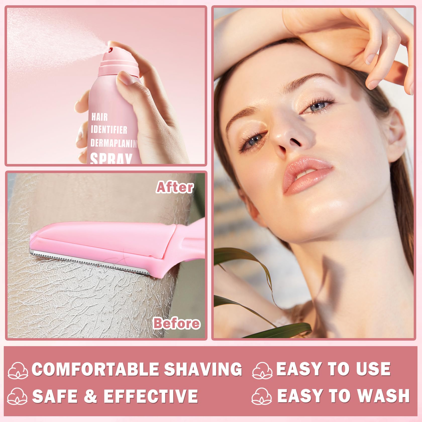 IONSGAKO révèle les poils des lèvres, prêt pour dermaplaning.