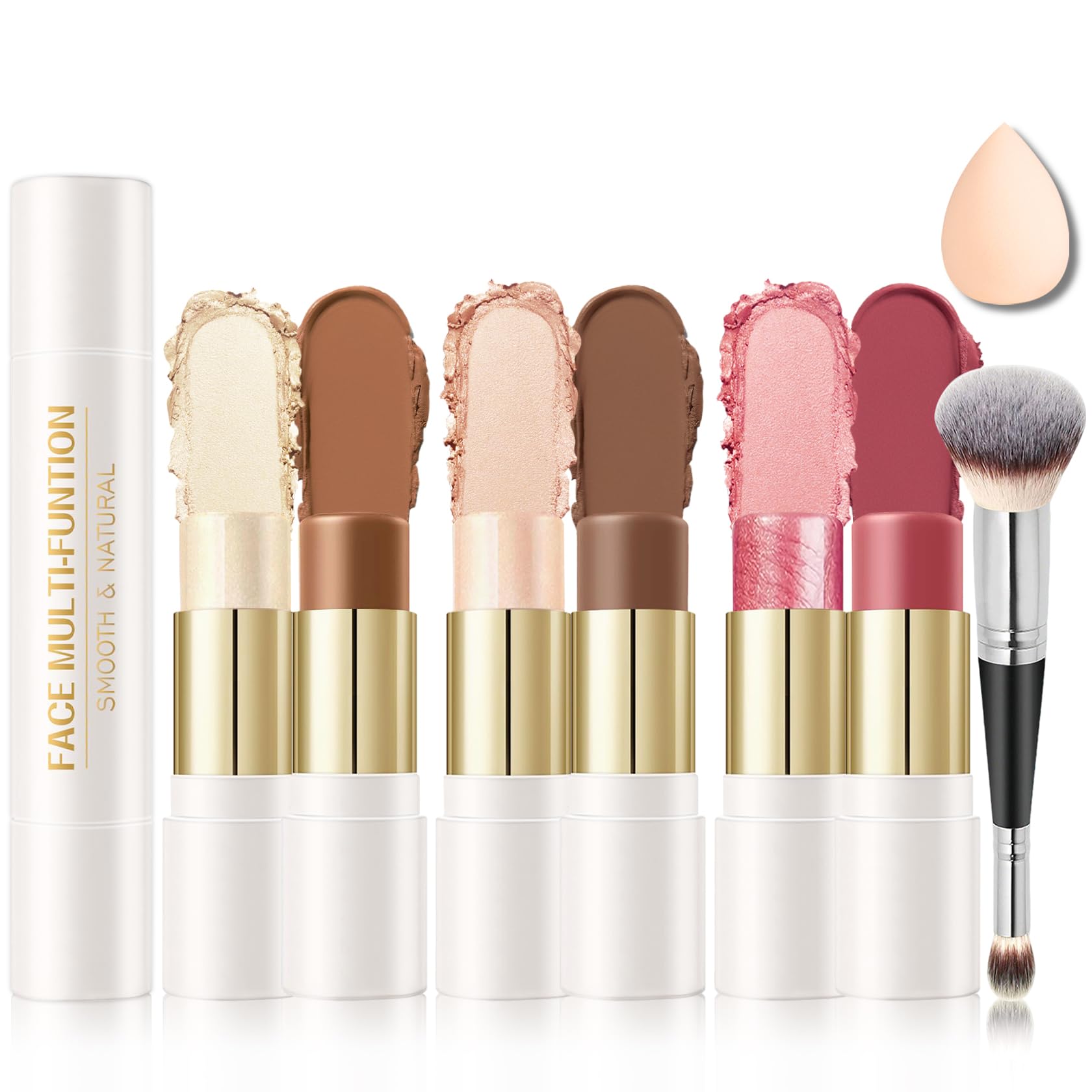 IONSGAKO kit sticks contour crème, aperçu des 6 couleurs pour sculpter les traits.