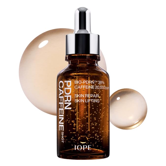 IOPE BIO-PDRN Caffeine Shot Serum sur flacon, effet raffermissant et hydratant possible