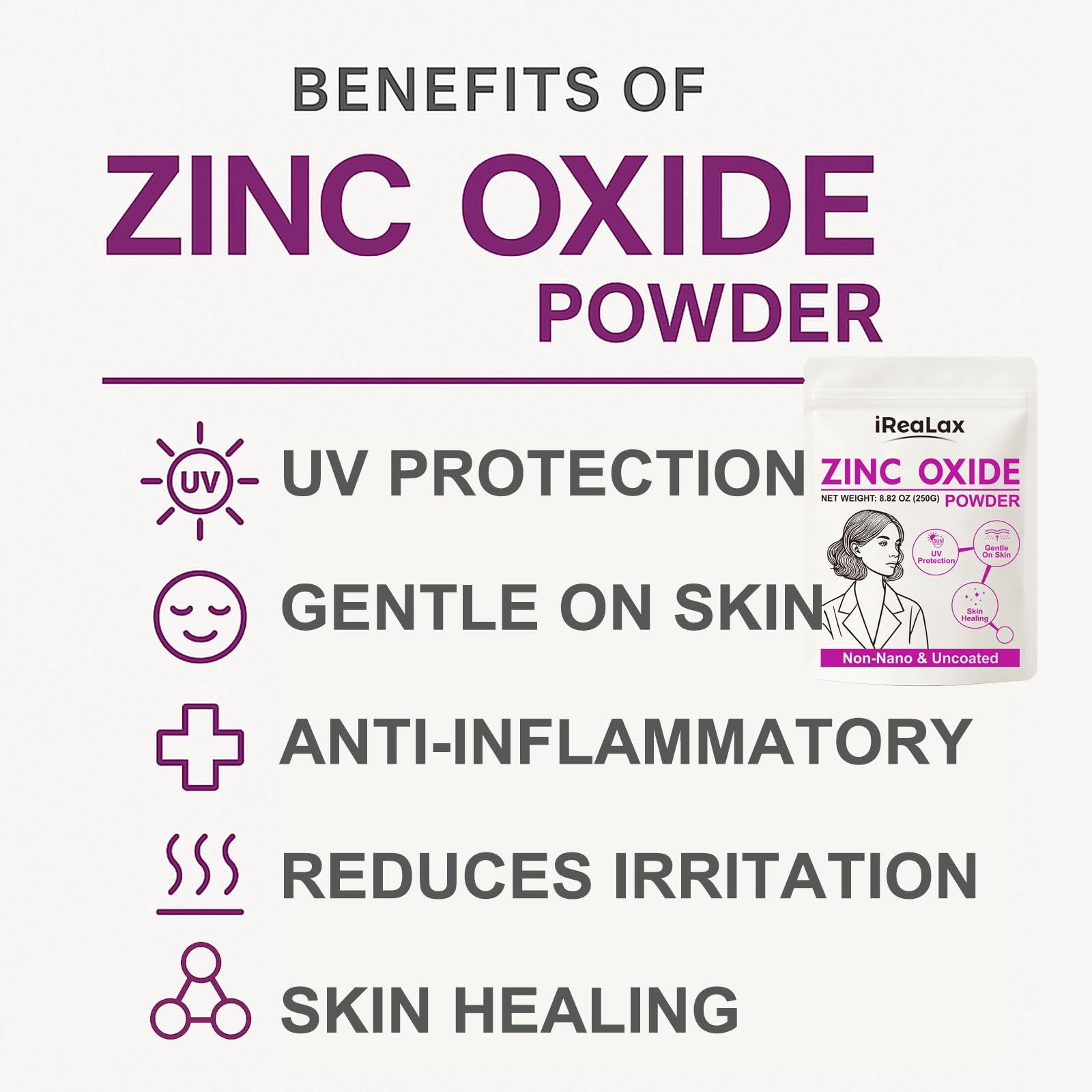 Utilisations faites maison avec iReaLax zinc oxide: crèmes, lotions et déodorants