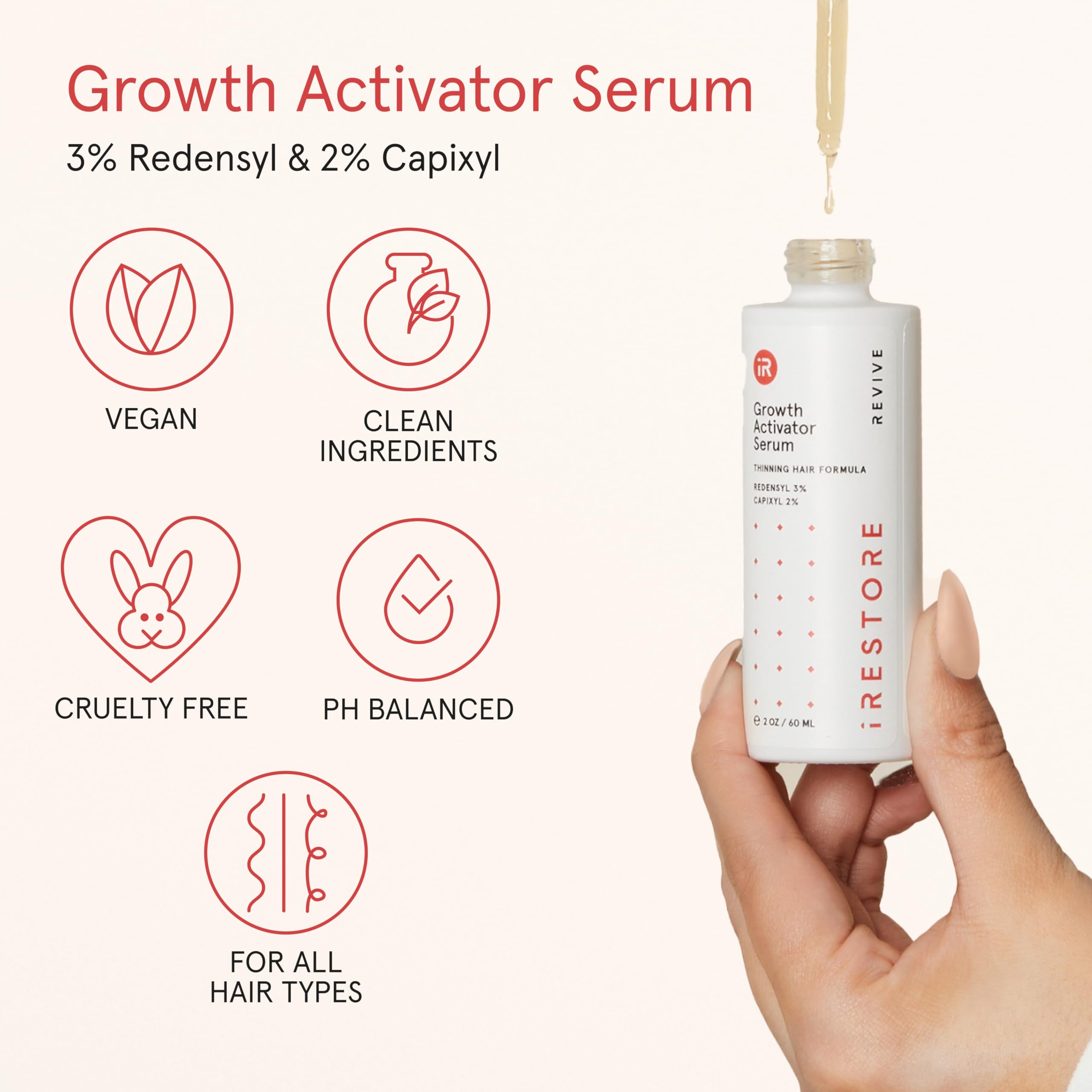 iRestore sérum ginseng et peptides: revitalise la fibre capillaire.