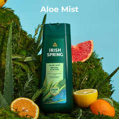 Irish Spring Aloe Mist: troisième bouteille avec parfum rafraîchissant et doux.