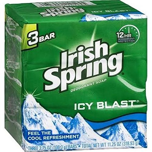 Barre savonneuse Irish Spring Icy Blast, mousse riche et fraîche.