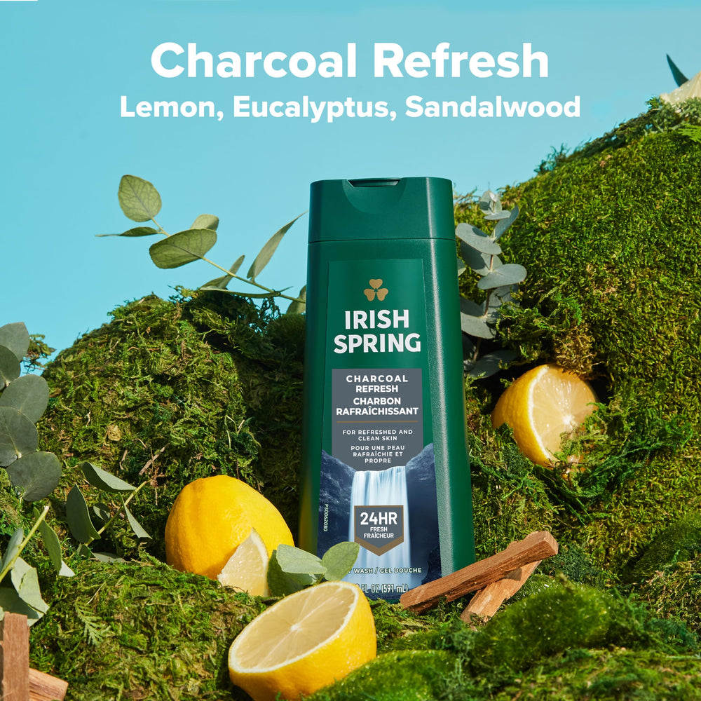 Irish Spring Charcoal Refresh — mousse généreuse montrant la texture lavante et agréable.