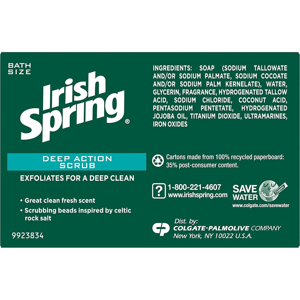 Lot de 3 Irish Spring Deep Action Scrub Bar pratique et économique.