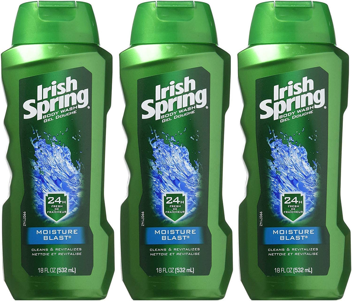 Gel douche hydratant Irish Spring en bouteille pour peau douce.