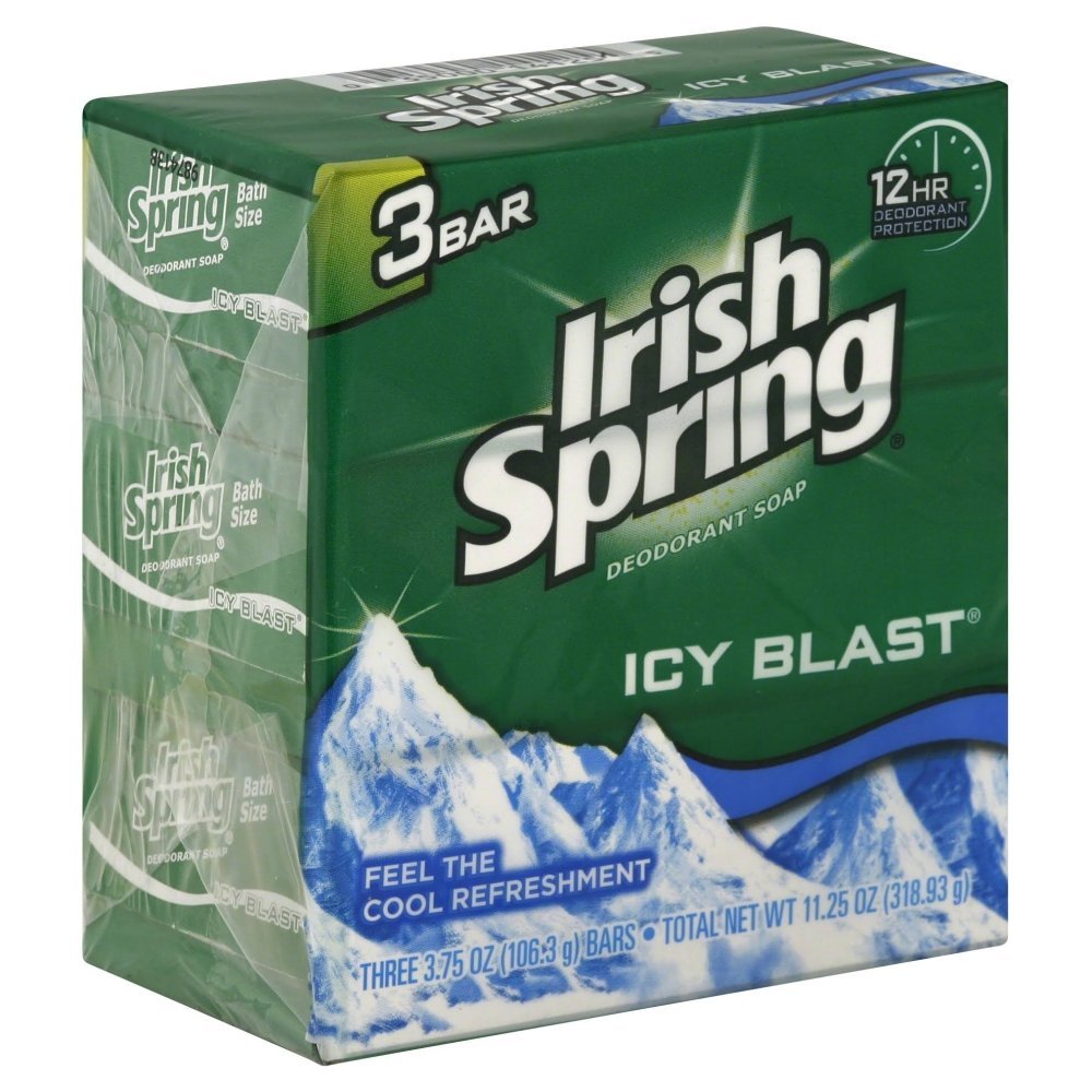 Emballage clair Irish Spring Icy Blast prêt à l'emploi.