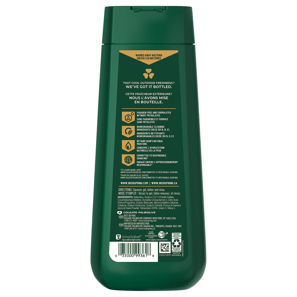 Arôme frais du gel douche Irish Spring pour hommes.