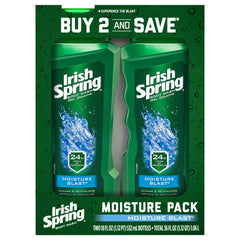 Irish Spring Gel Douche Hydratant – bouteille ouverte, fraîcheur durable et hydratation.