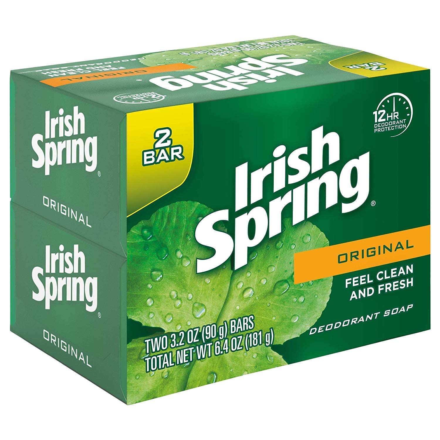Détail texture barre Irish Spring Original, douceur perceptible au toucher.