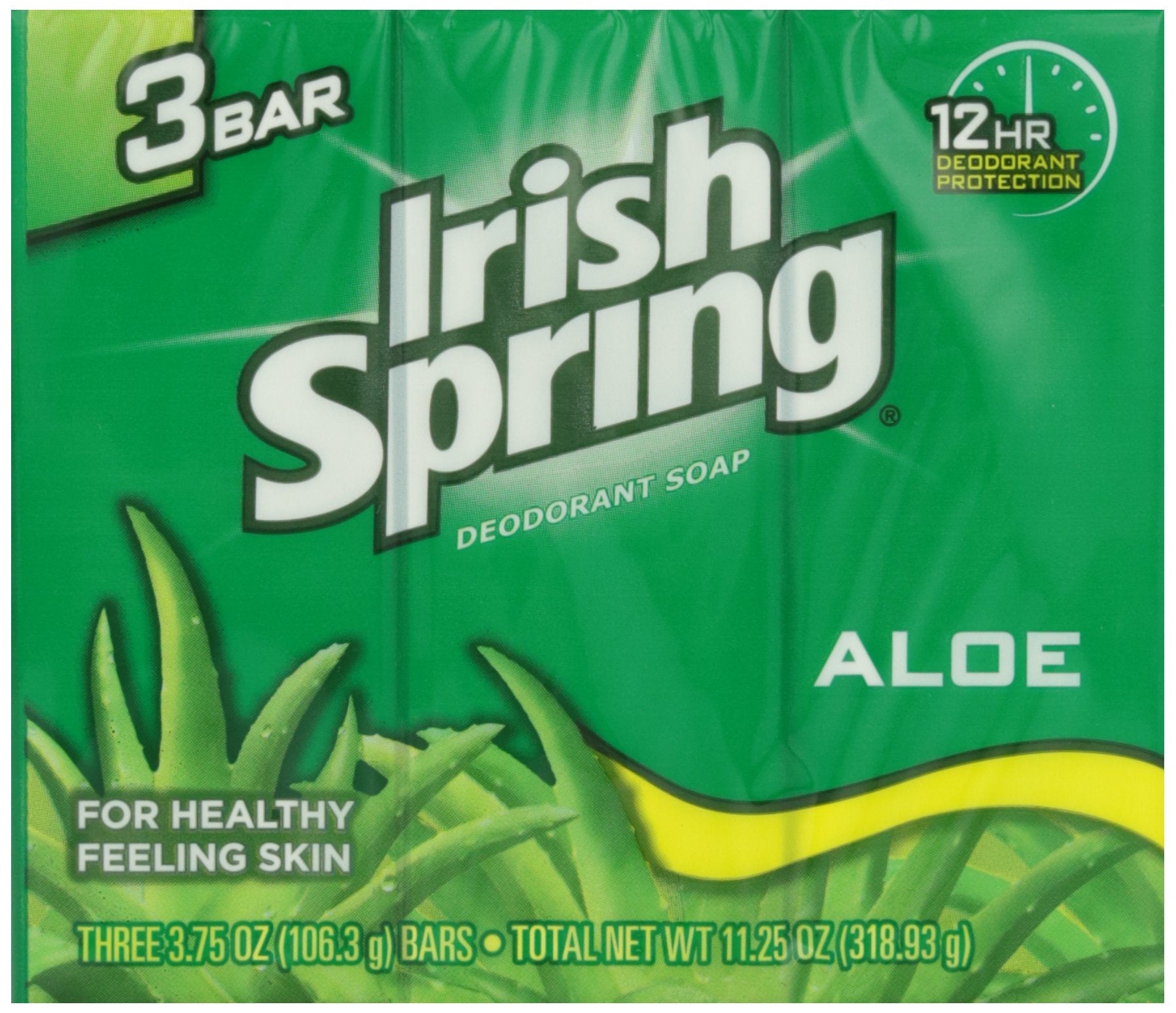 Irish Spring Aloe, ensemble triple de barres, pratique pour le rituel quotidien.