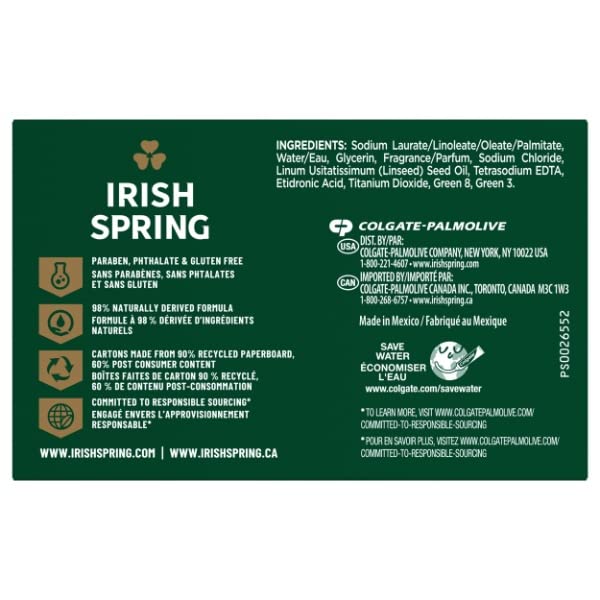 Savon Irish Spring Original en barre, parfum frais et revitalisant.