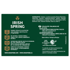 Irish Spring savon solide Original, détail de la mousse et du bi-pack pour usage familial.