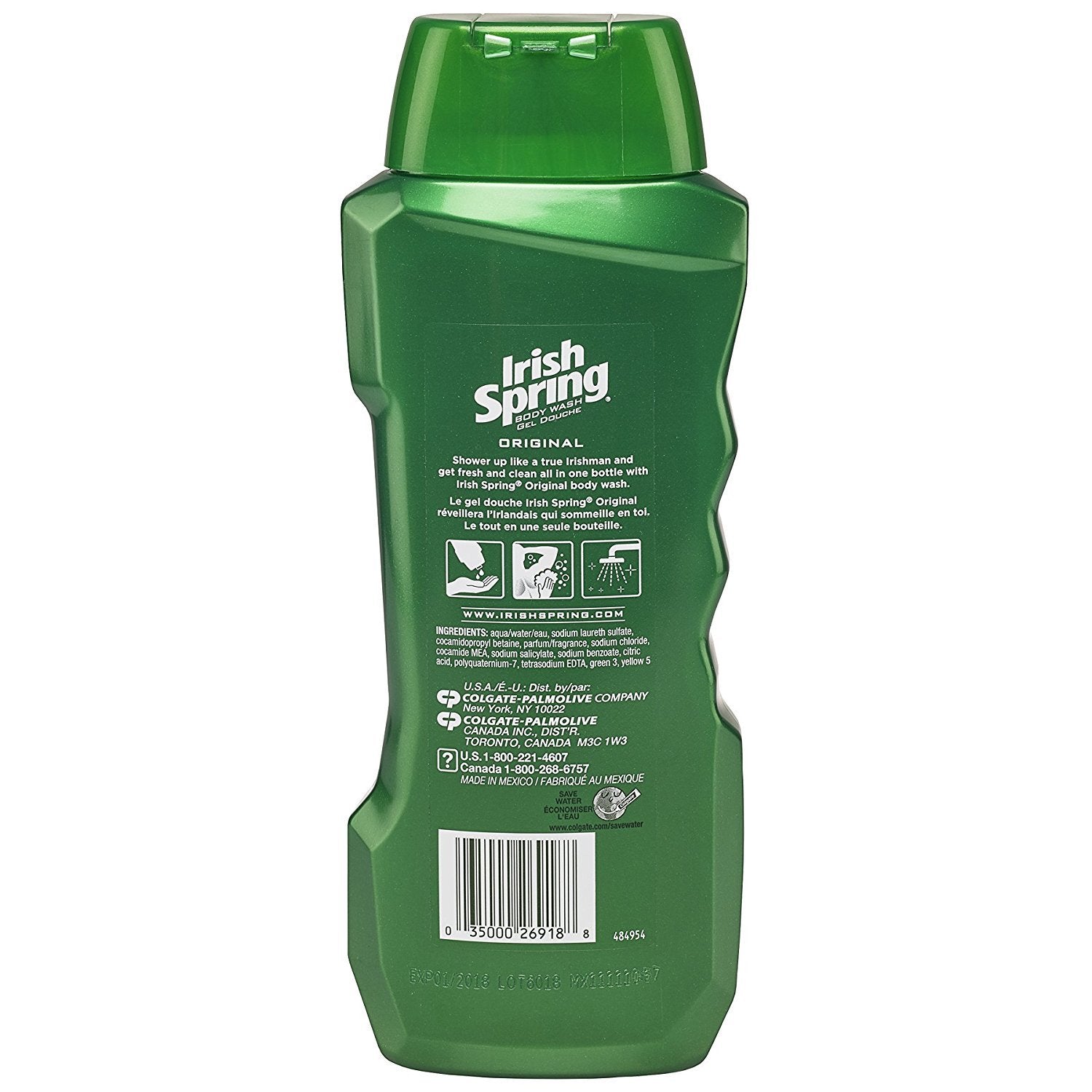 Parfum frais d'Irish Spring; le gel douche offre une sensation de propreté durable après la douche.