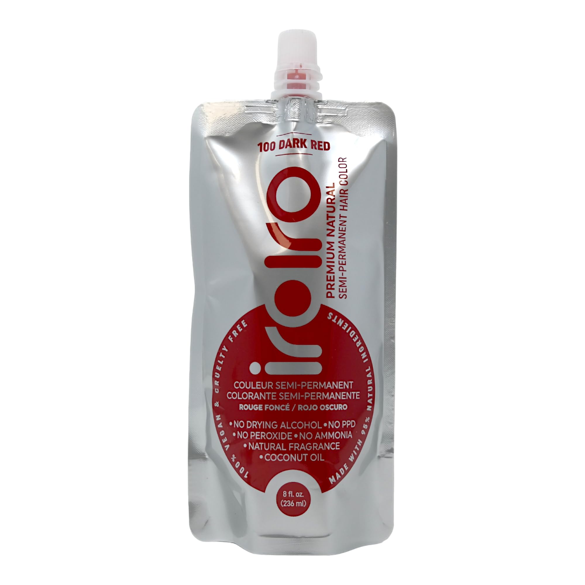 Iroiro coloration naturelle rouge foncé, éclat durable et nourrissement des cheveux.