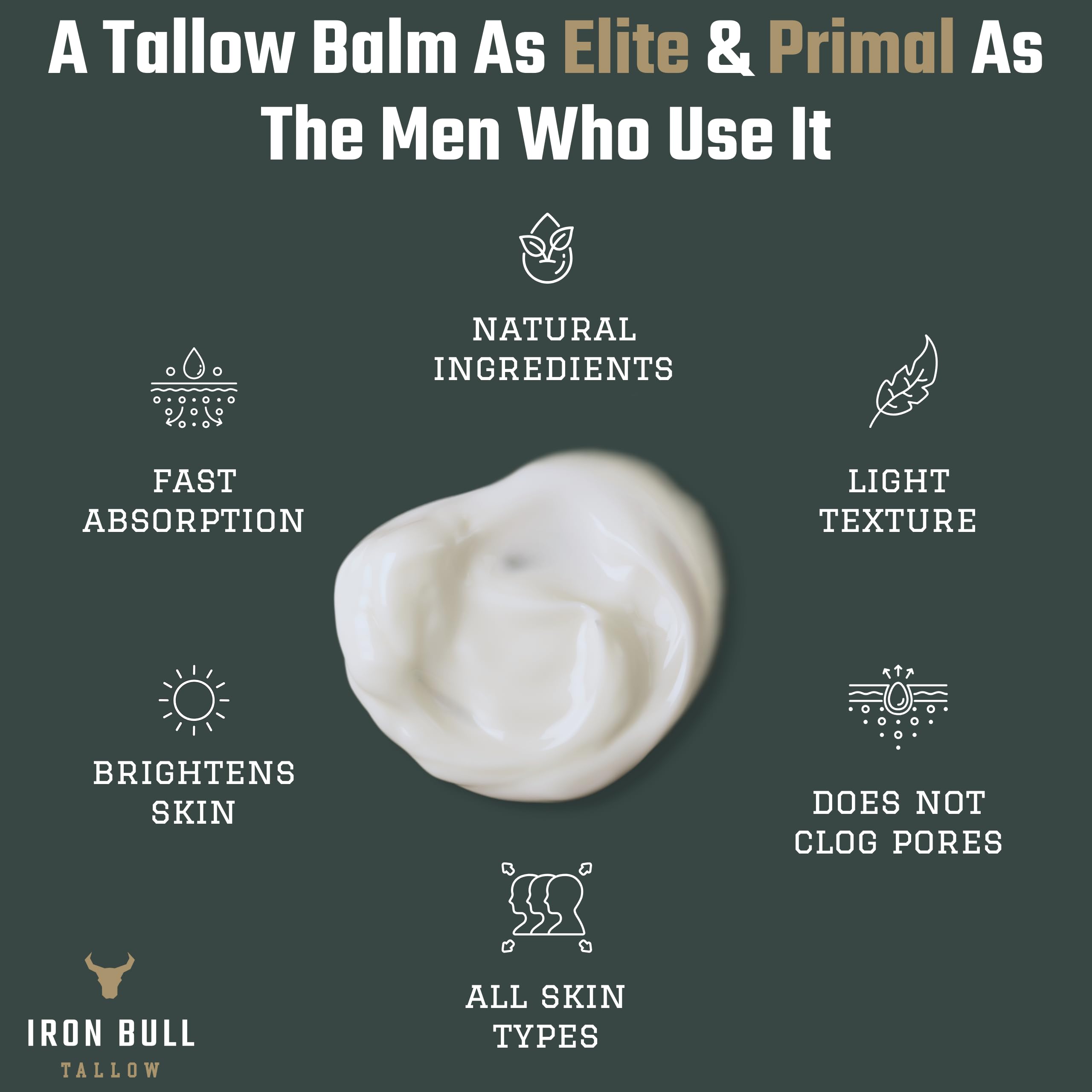 Iron Bull Tallow absorption rapide, application simple et non gras.