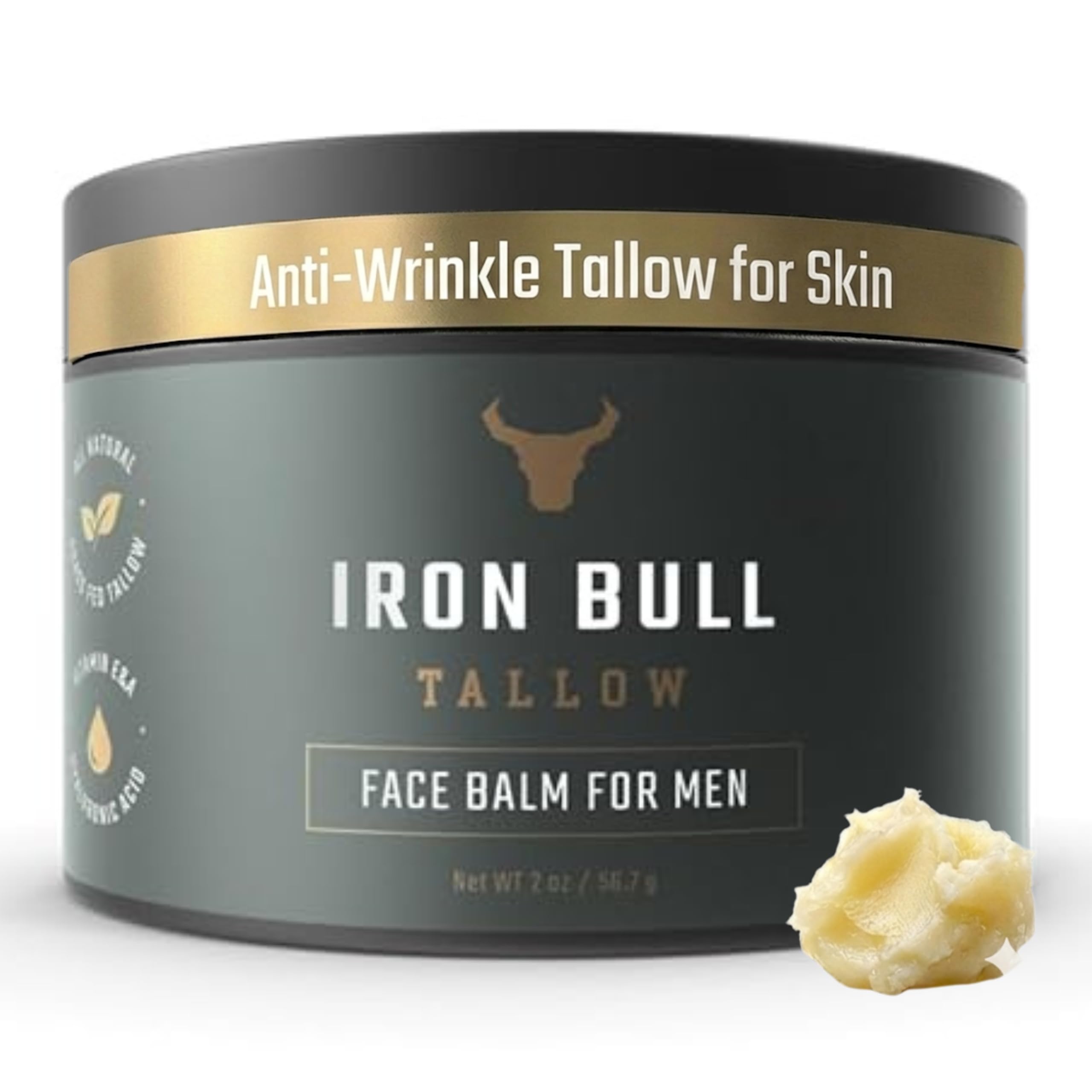 Iron Bull Tallow crème visage homme, hydratation riche et ridules lissées.