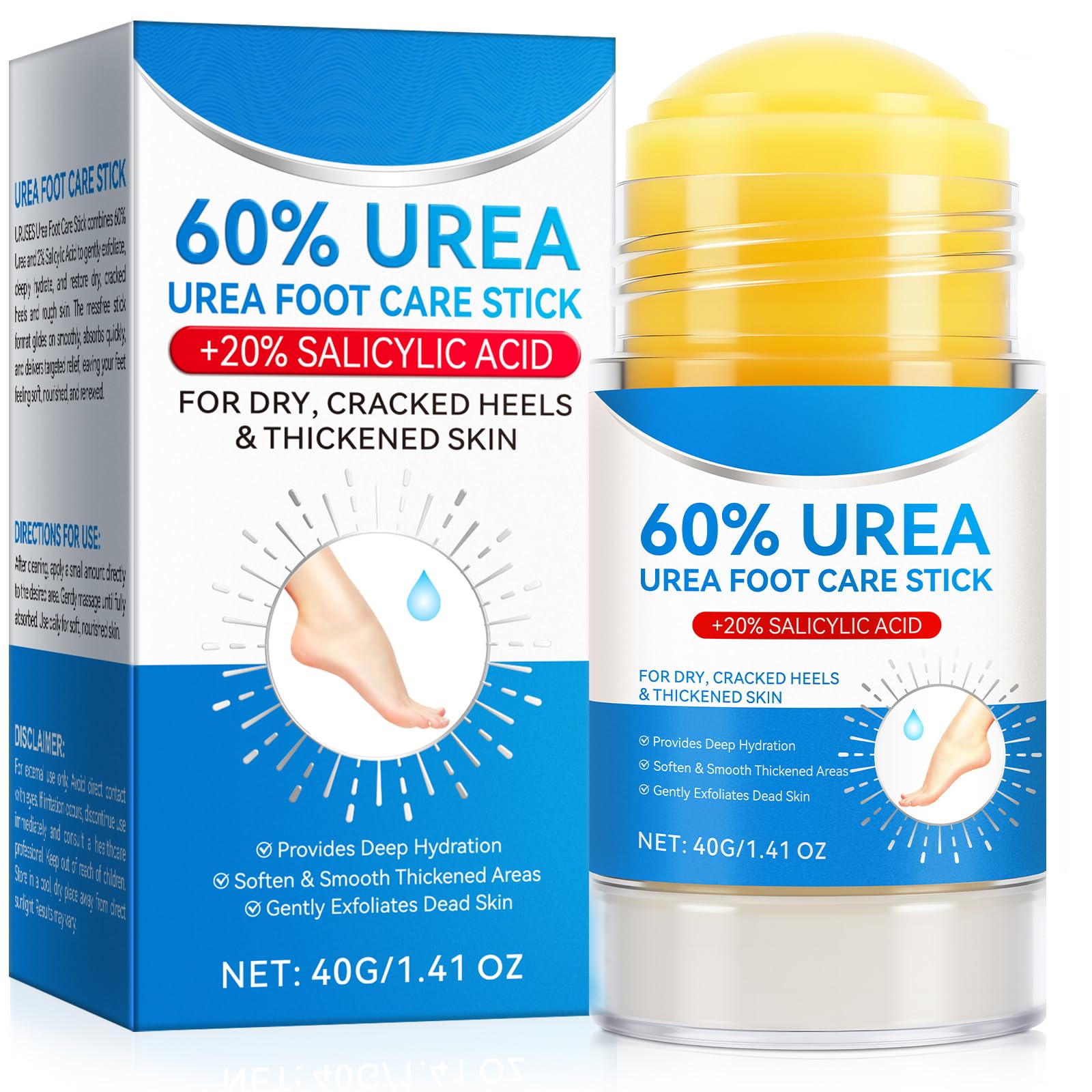 Stick IRSRDOQU Urée pour pieds, emballage pratique et hygiénique.