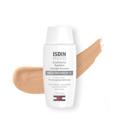 ISDIN Eryfotona Ageless Teint Minéral visage SPF50, protection légère et teint uniforme.