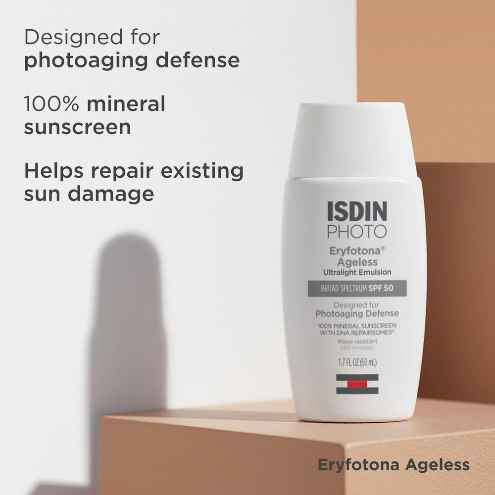 ISDIN Eryfotona Ageless vitamine E, antioxydant et protection douce pour la peau.
