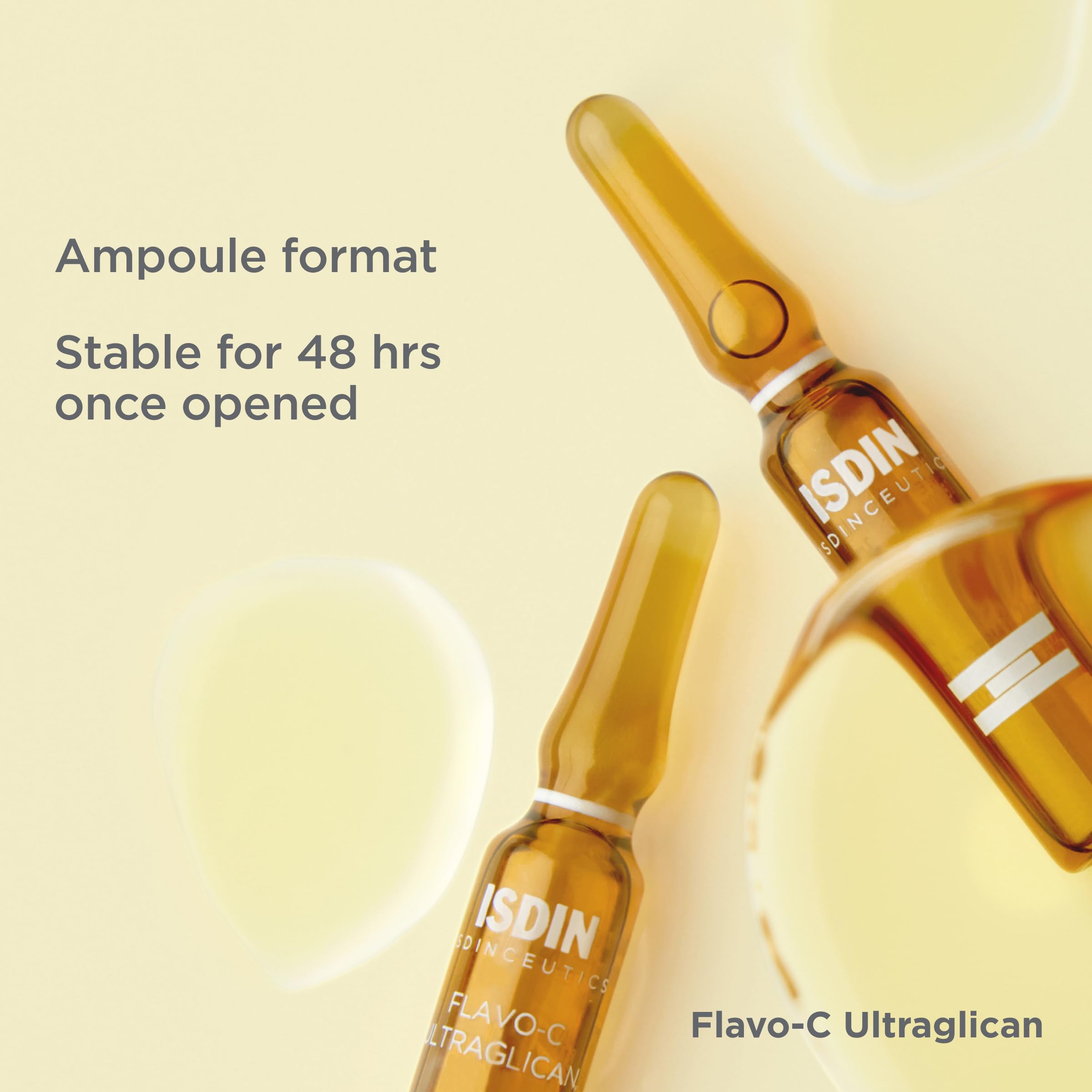 Ampoules ISDIN Flavo-C Ultraglican favorisent une pénétration efficace