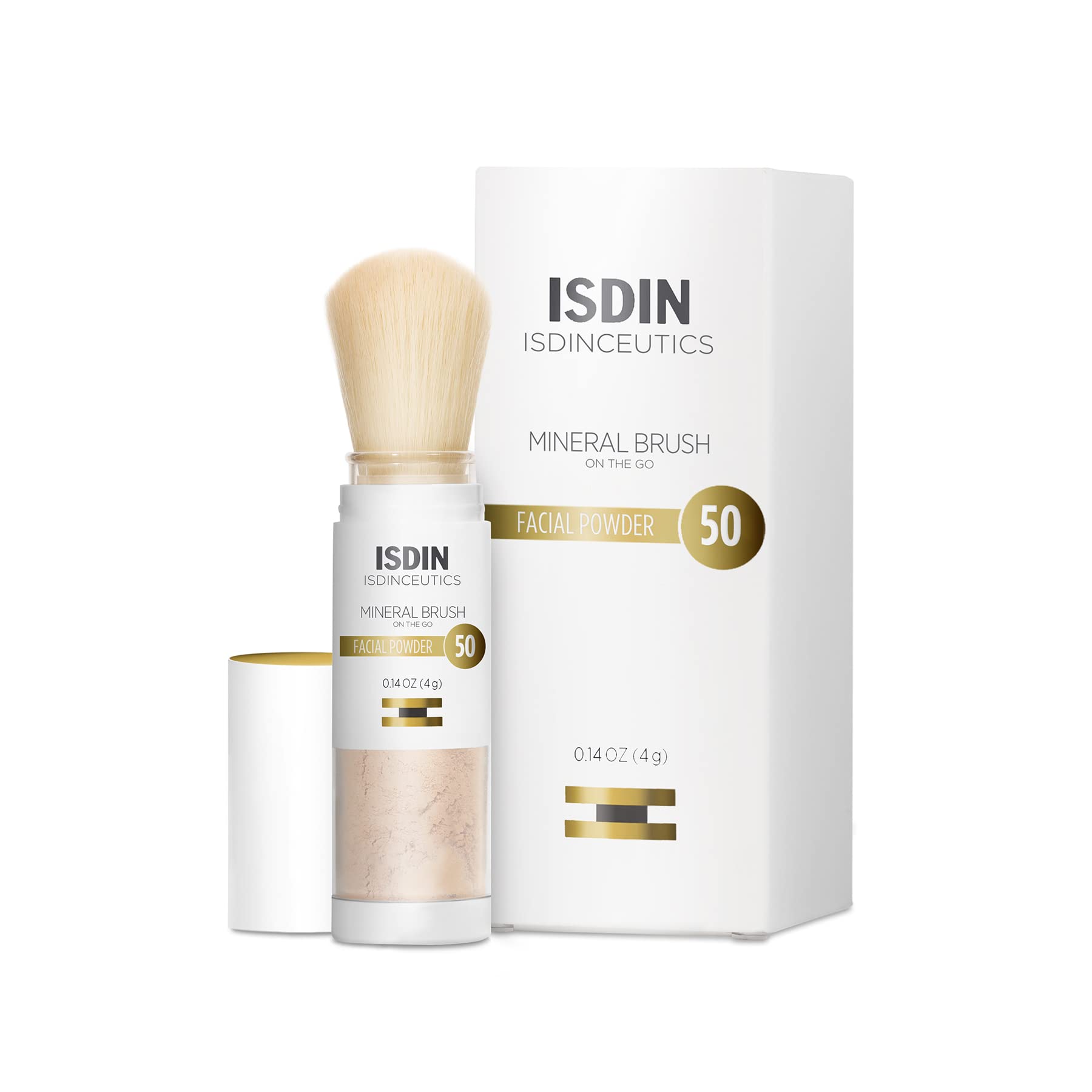 ISDIN Mineral Brush Powder appliquée en mouvements circulaires pour une couvrance légère