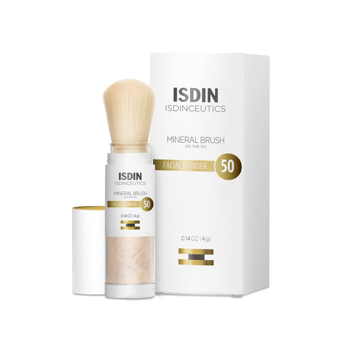 ISDIN Mineral Brush Powder appliquée en mouvements circulaires pour une couvrance légère