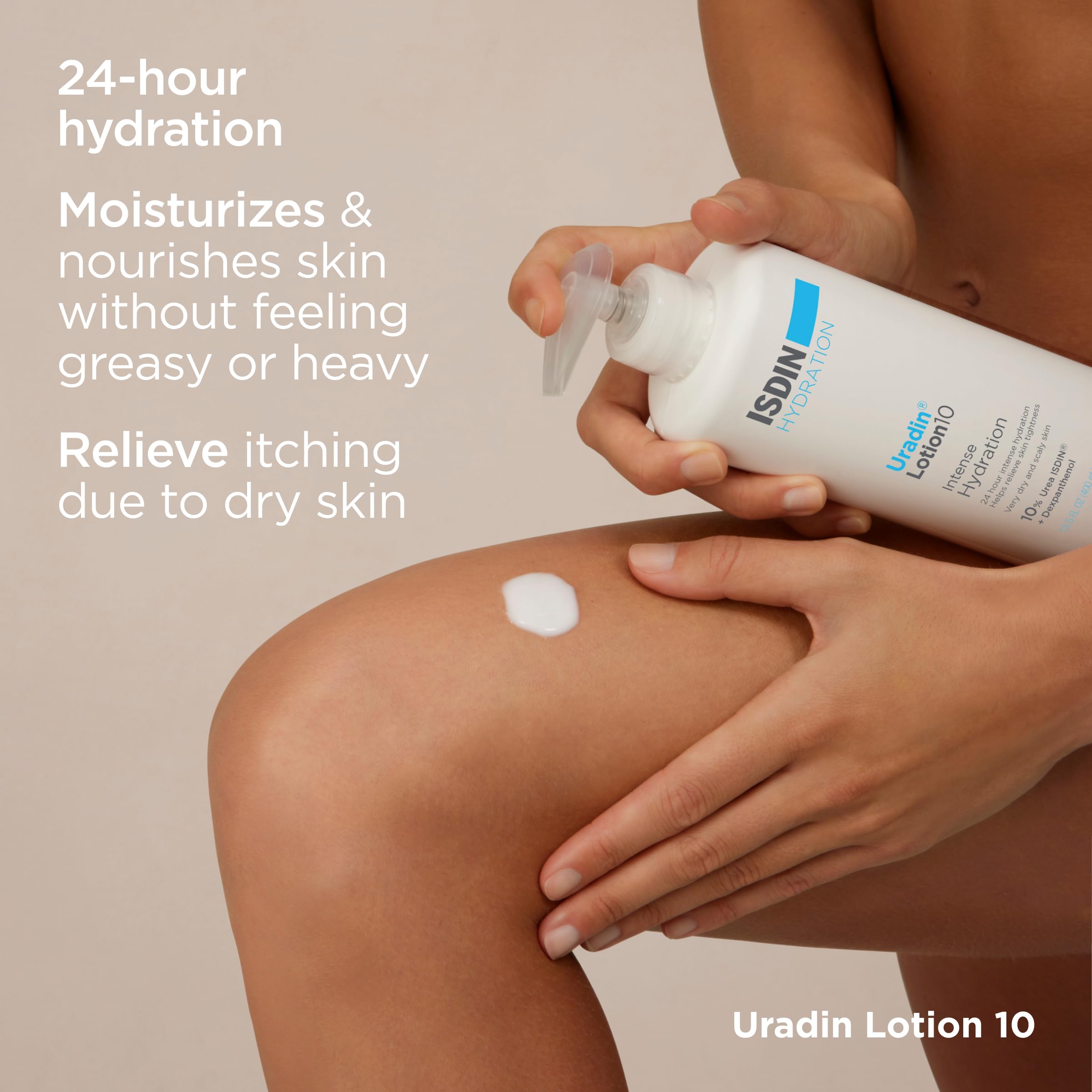 Uradin ISDIN: urée 10% retient l'eau pour hydrater durablement.