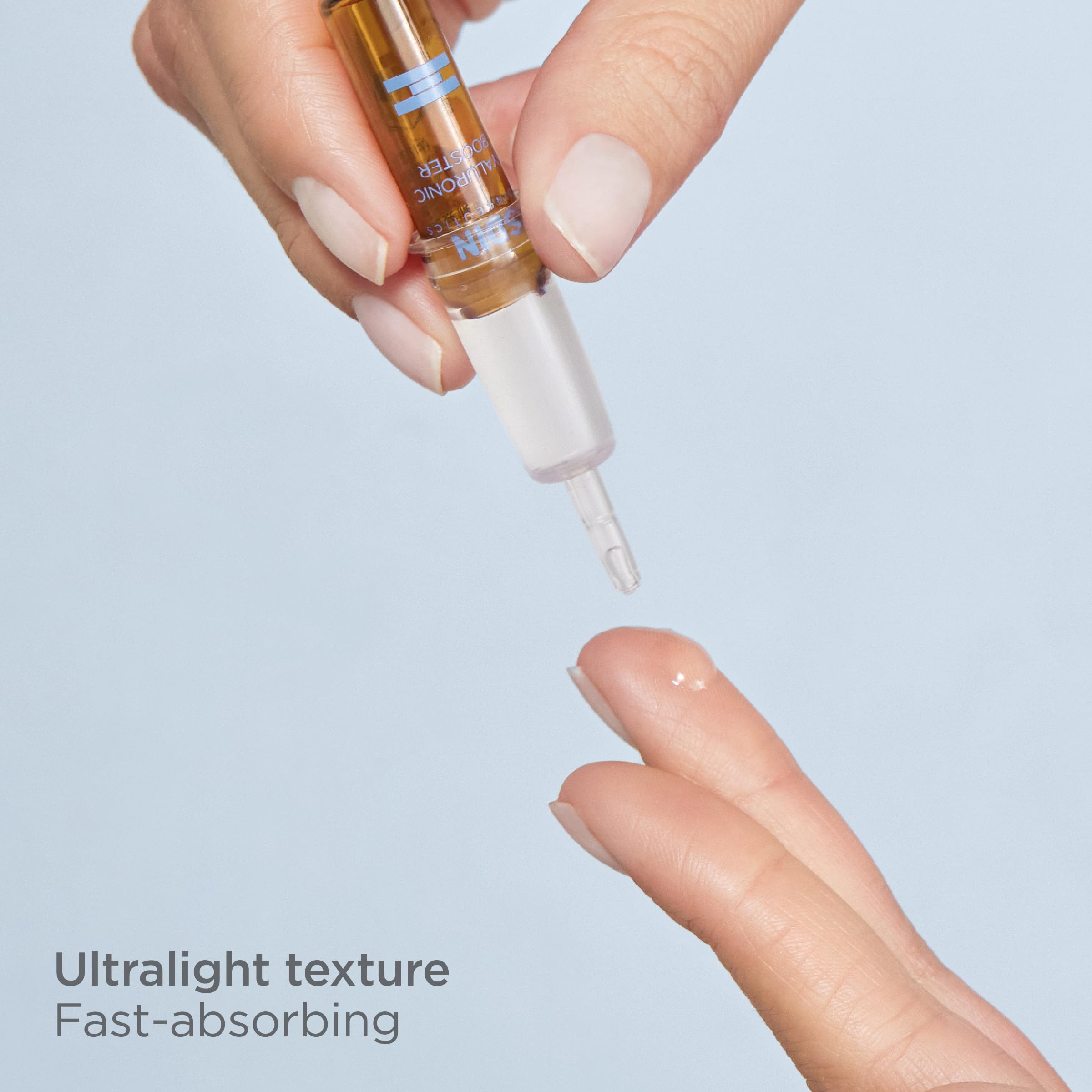 Isdin booster hyaluronique-peptide en ampoules offre une sensation de fraîcheur sans résidu gras