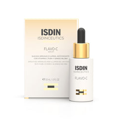 Sérum ISDIN Flavo-C dans sa bouteille 30 ml, pour un éclat naturel.