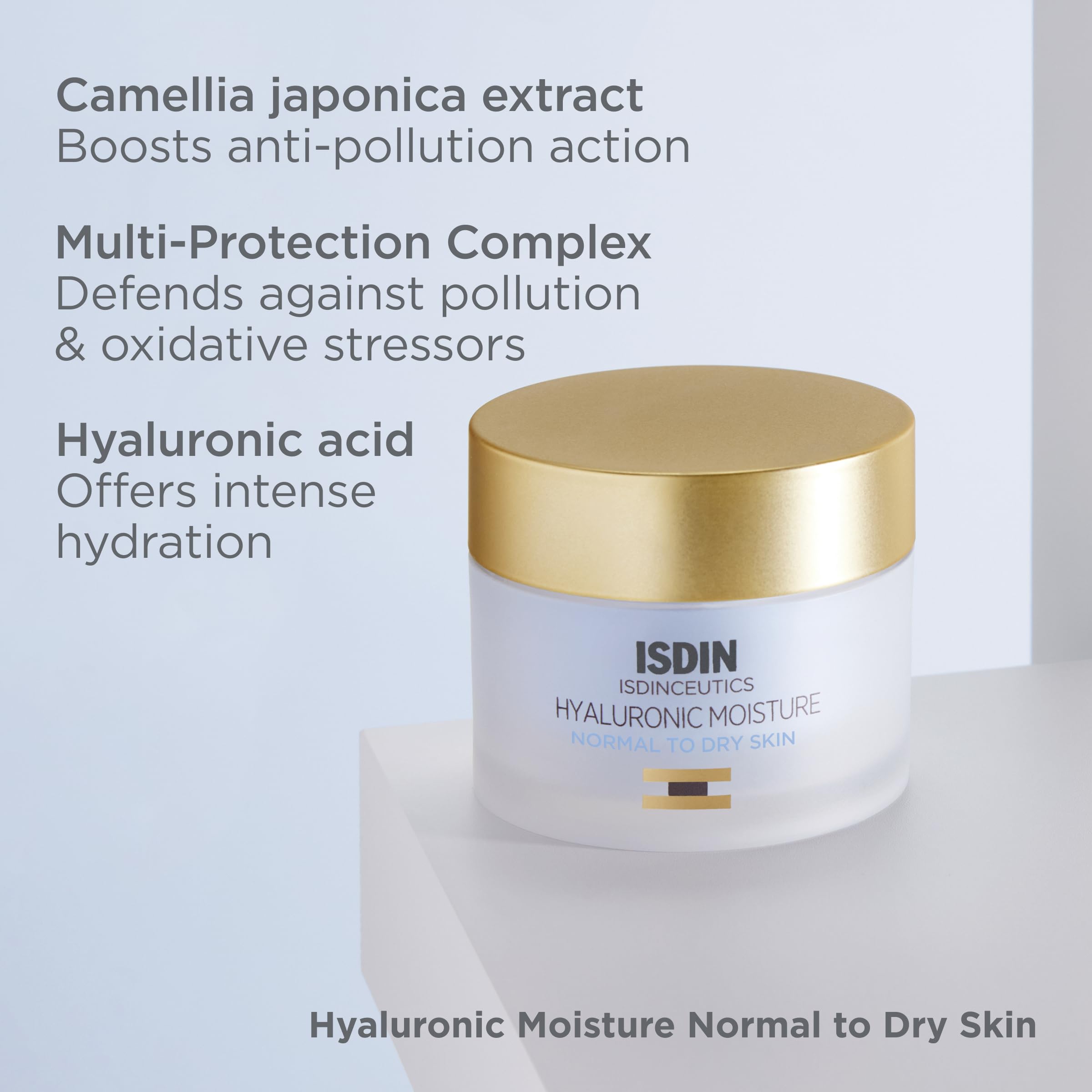 Hydratation durable et douceur de la peau avec Isdinceutics Hyaluronic Moisture.