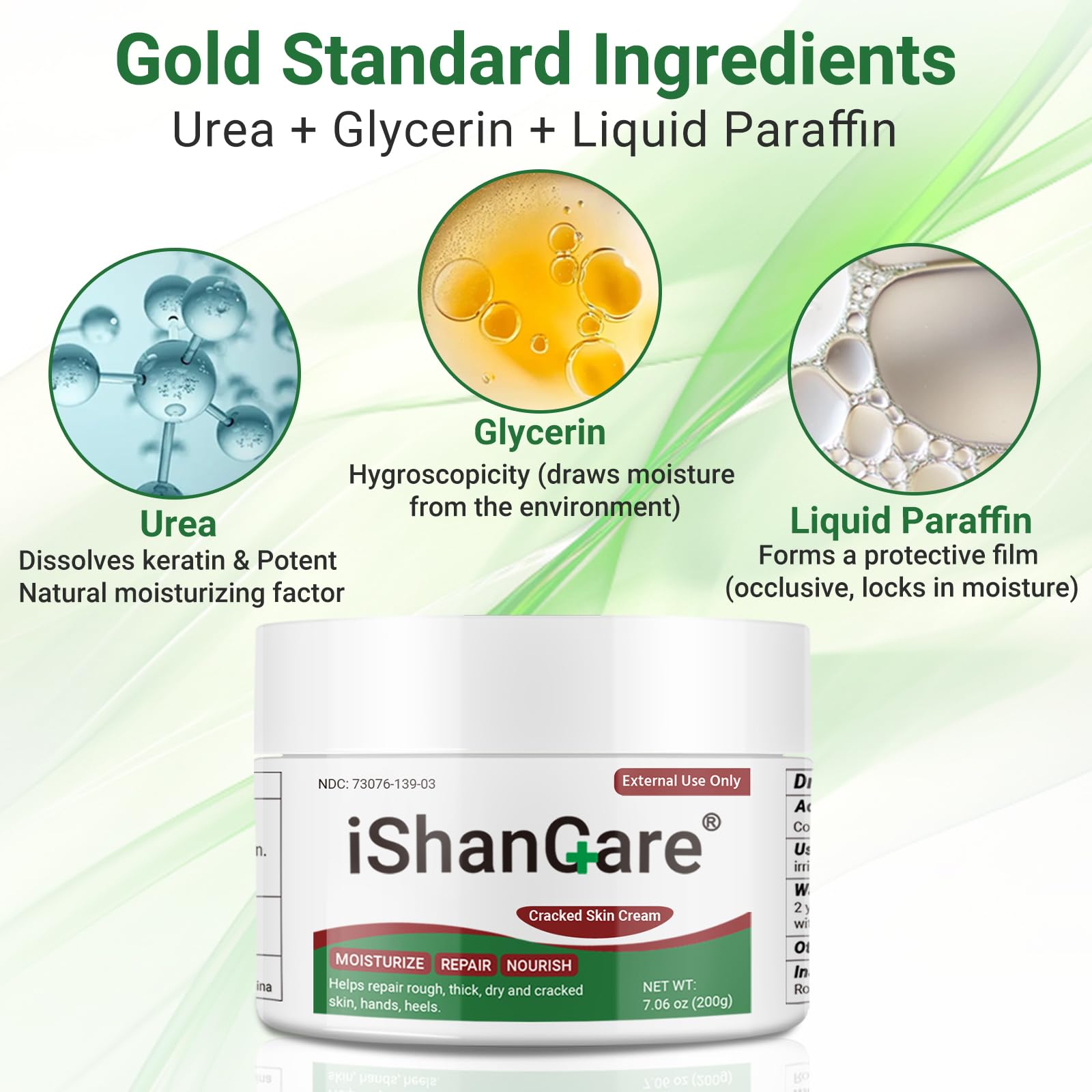 Texture légère et absorption rapide de la crème ishancare sans résidu gras.