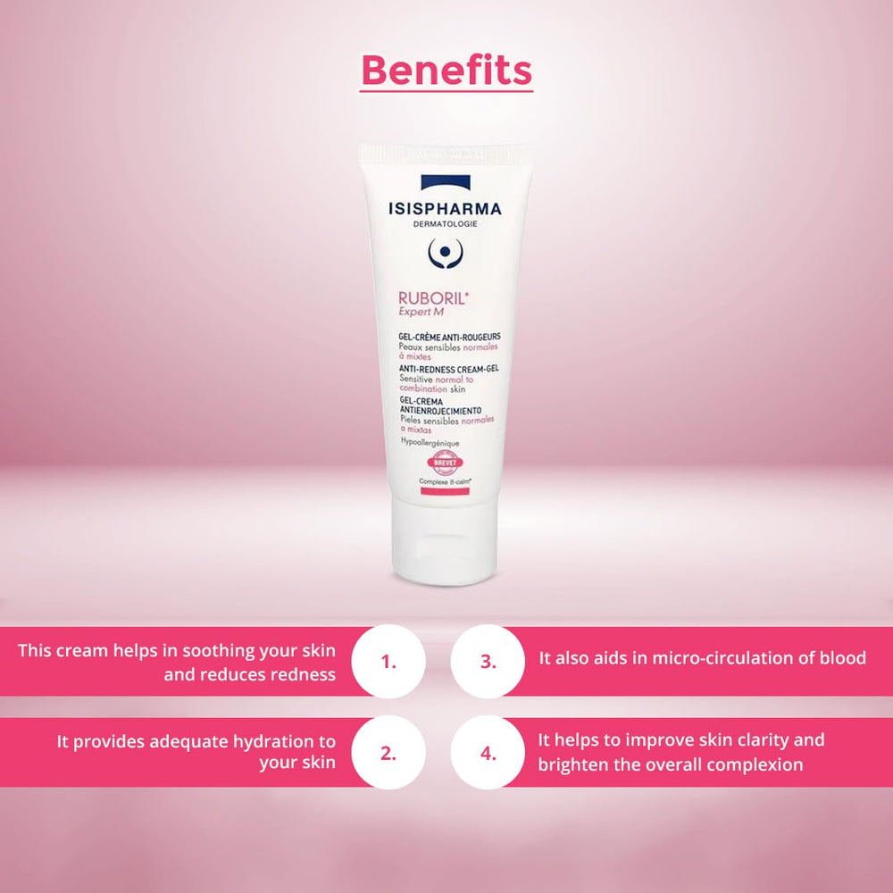 IsisPharma Ruboril Expert M crème flacon: application en douceur sur zones sensibles.