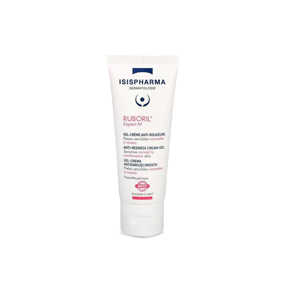 IsisPharma Ruboril Expert M crème texte: texture légère qui apaise la peau sensible.