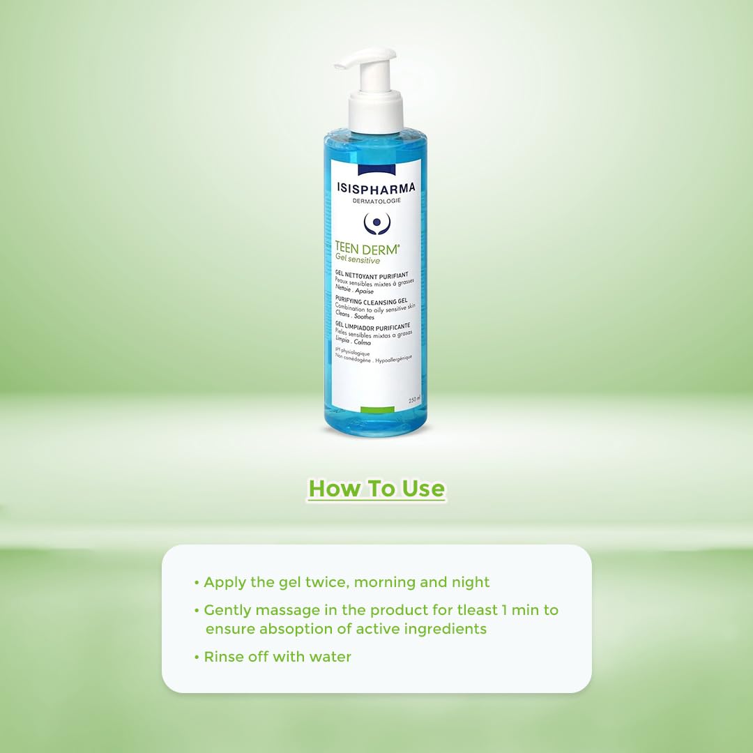 Application visage facile avec IsisPharma Teen Derm Gel Sensible.