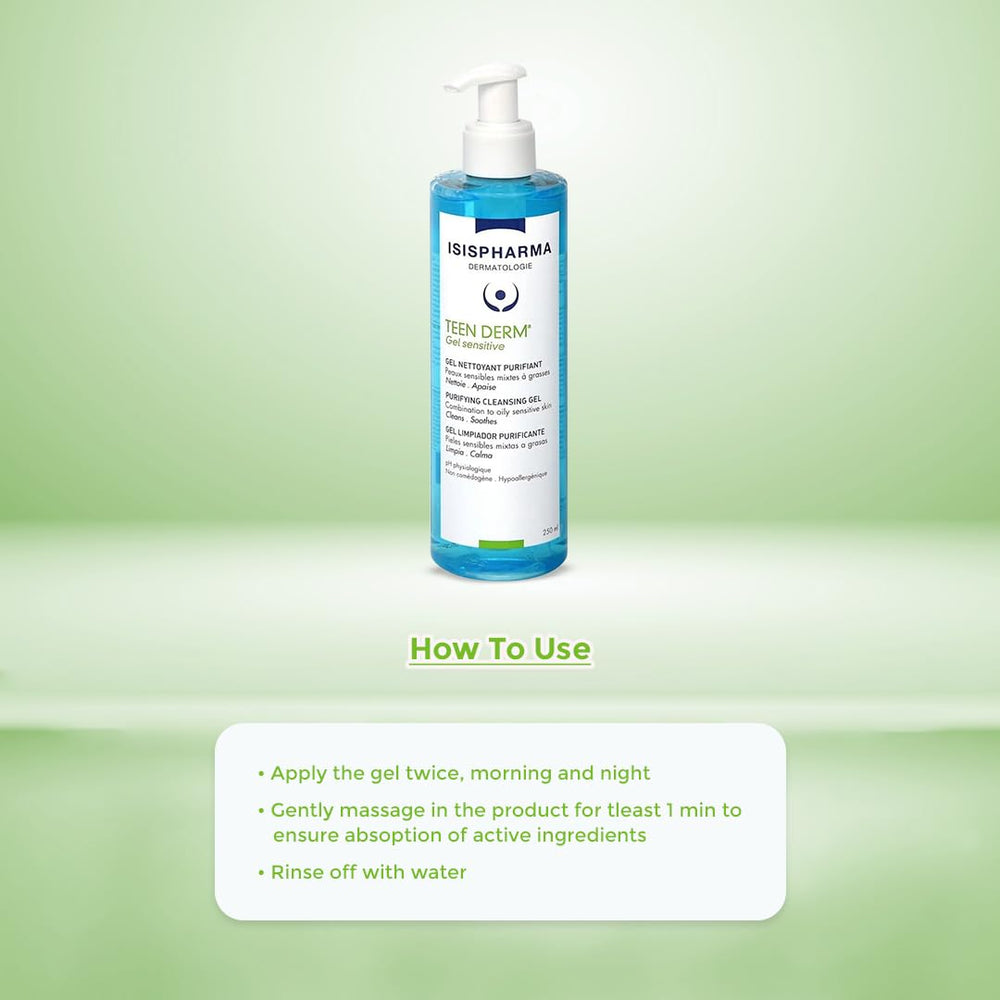 Application visage facile avec IsisPharma Teen Derm Gel Sensible.