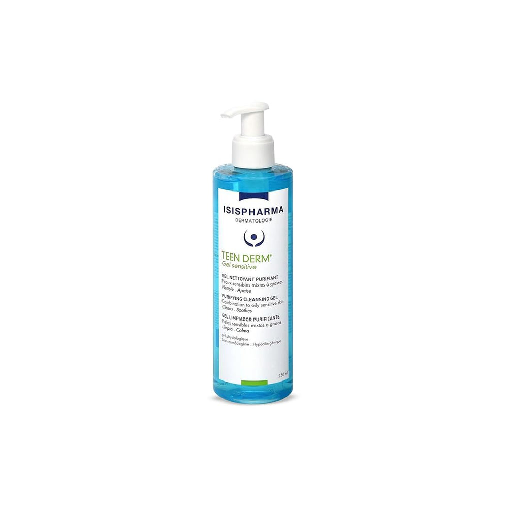 IsisPharma Teen Derm Gel Sensible, bouteille pratique pour hydratation douce du visage.