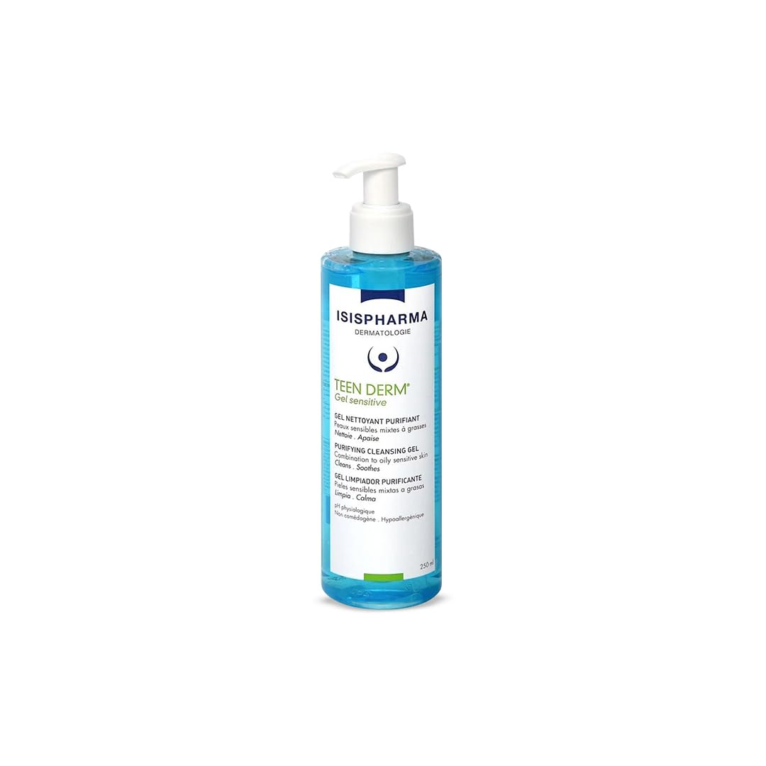 IsisPharma Teen Derm Gel Sensible, bouteille pratique pour hydratation douce du visage.
