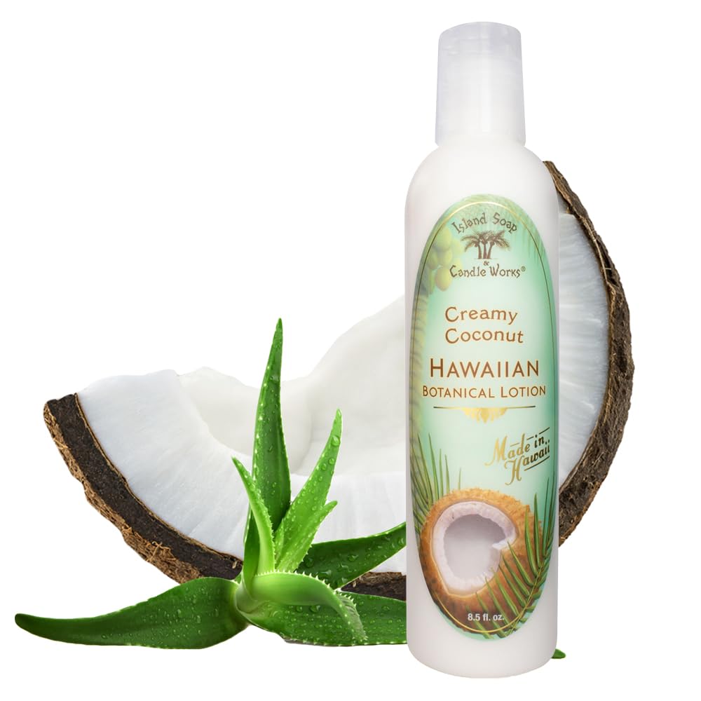 Island Soap & Candle Works – bouteille lotion coco, hydratation quotidienne pour tous types de peau.