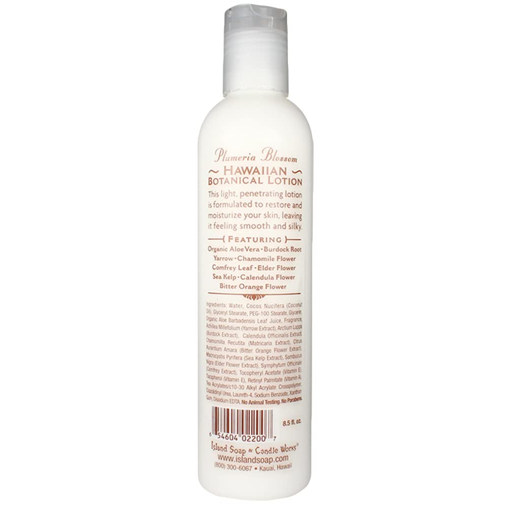 Texture non grasse Plumaria d'Island Soap & Candle Works, absorption rapide.