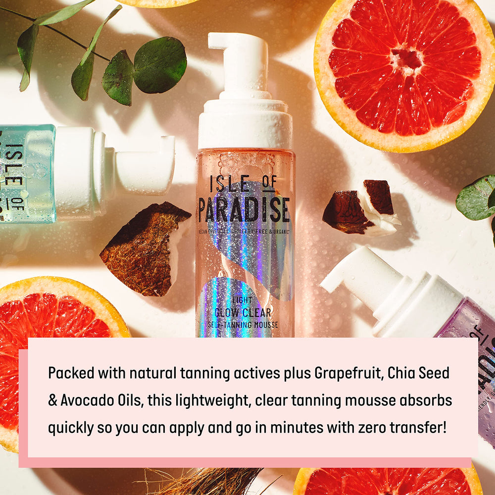 Isle of Paradise Glow Clear Mousse – gant d’application pour une pose précise et homogène.