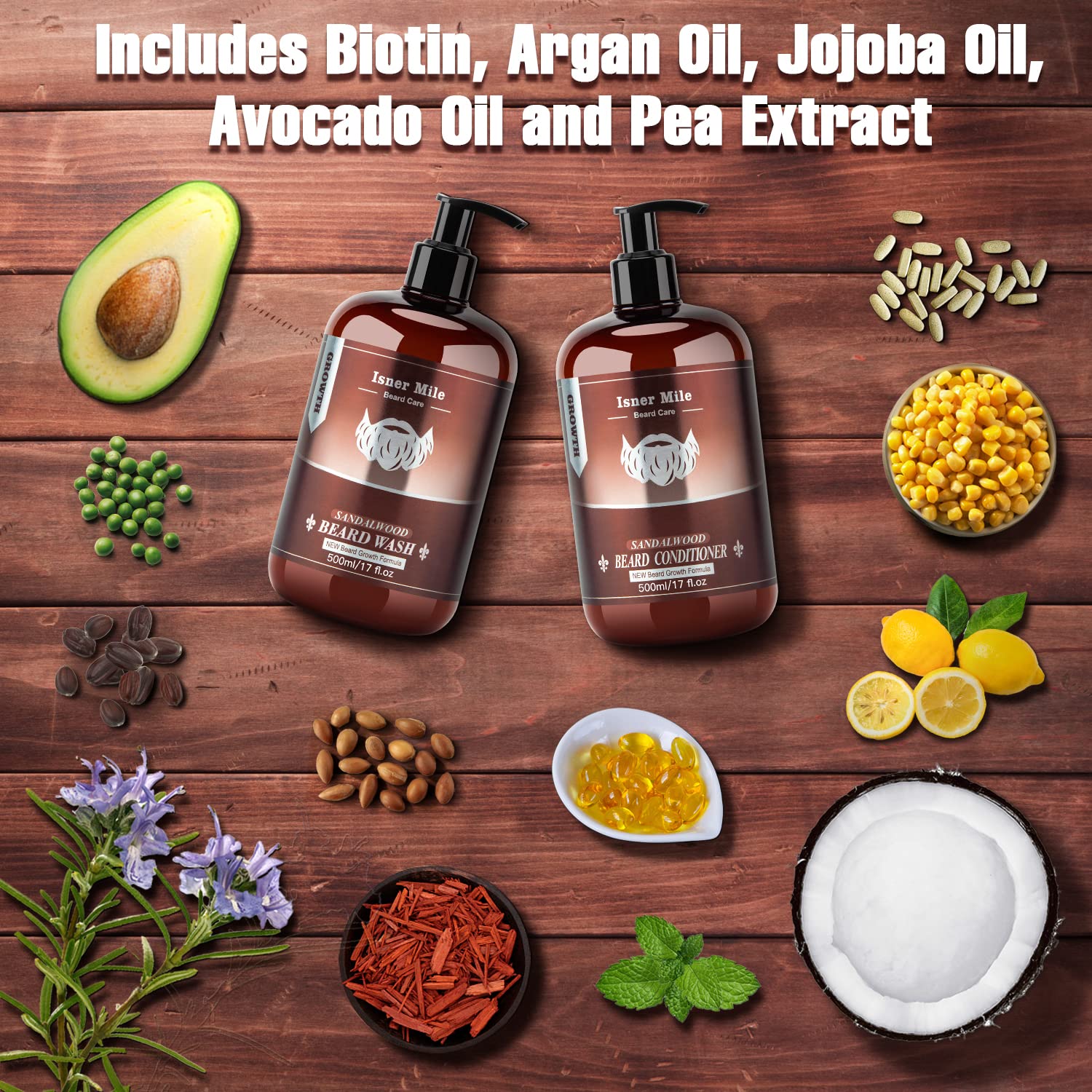 ISNER MILE Biotine Argan Jojoba Barbe: nourrit profondément poils et peau.