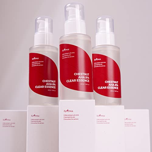 ISNTREE Chestnut AHA 8% Essence — peau visiblement plus lisse après utilisation régulière.