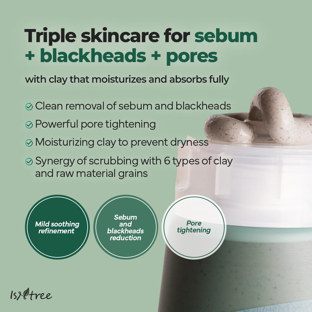IsNtree Mugwort Calming Clay Mask, application: apaise irritations et rééquilibre les pores.