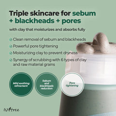 IsNtree Mugwort Calming Clay Mask, application: apaise irritations et rééquilibre les pores.