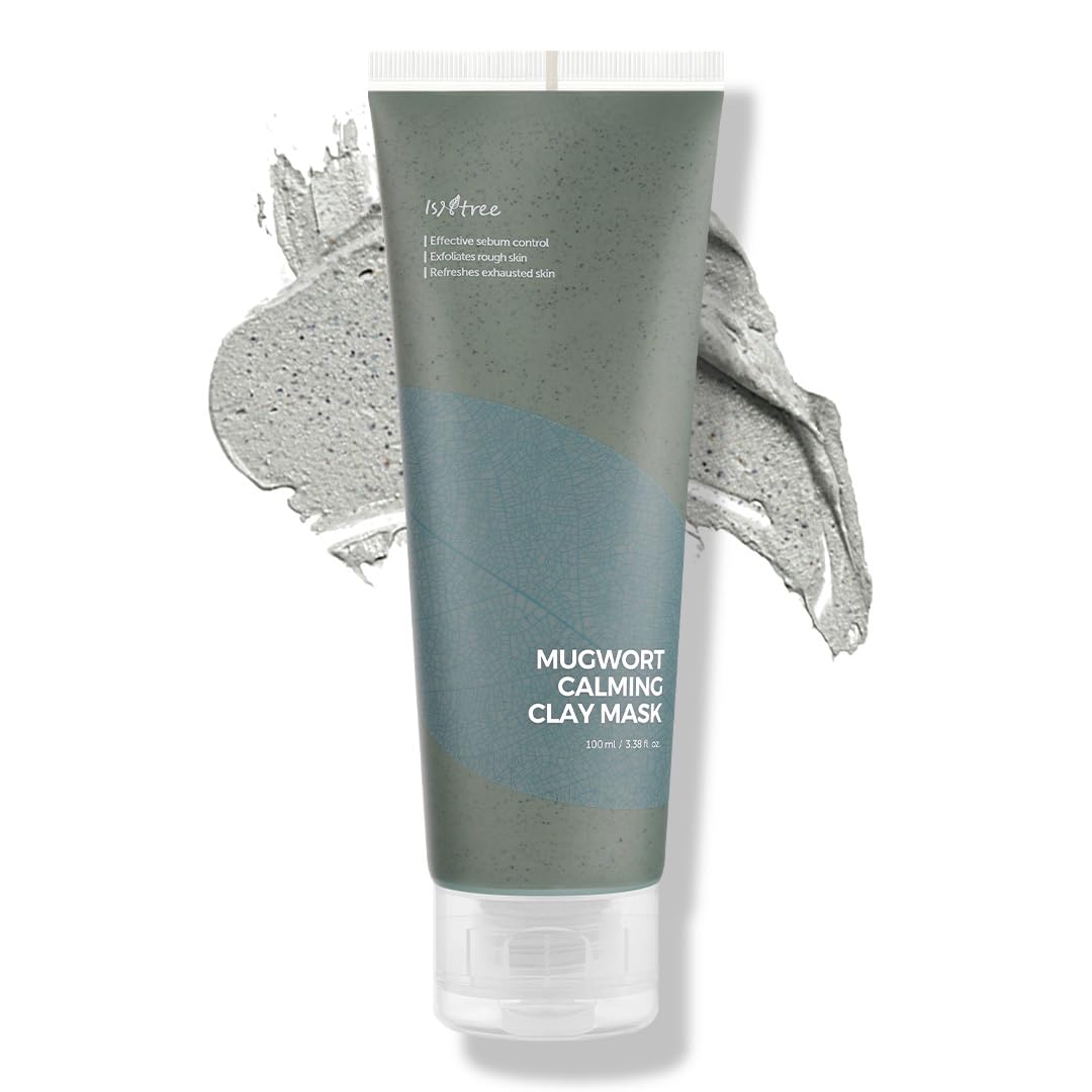 IsNtree Mugwort Calming Clay Mask, bouteille: soin apaisant et purifiant pour la peau.