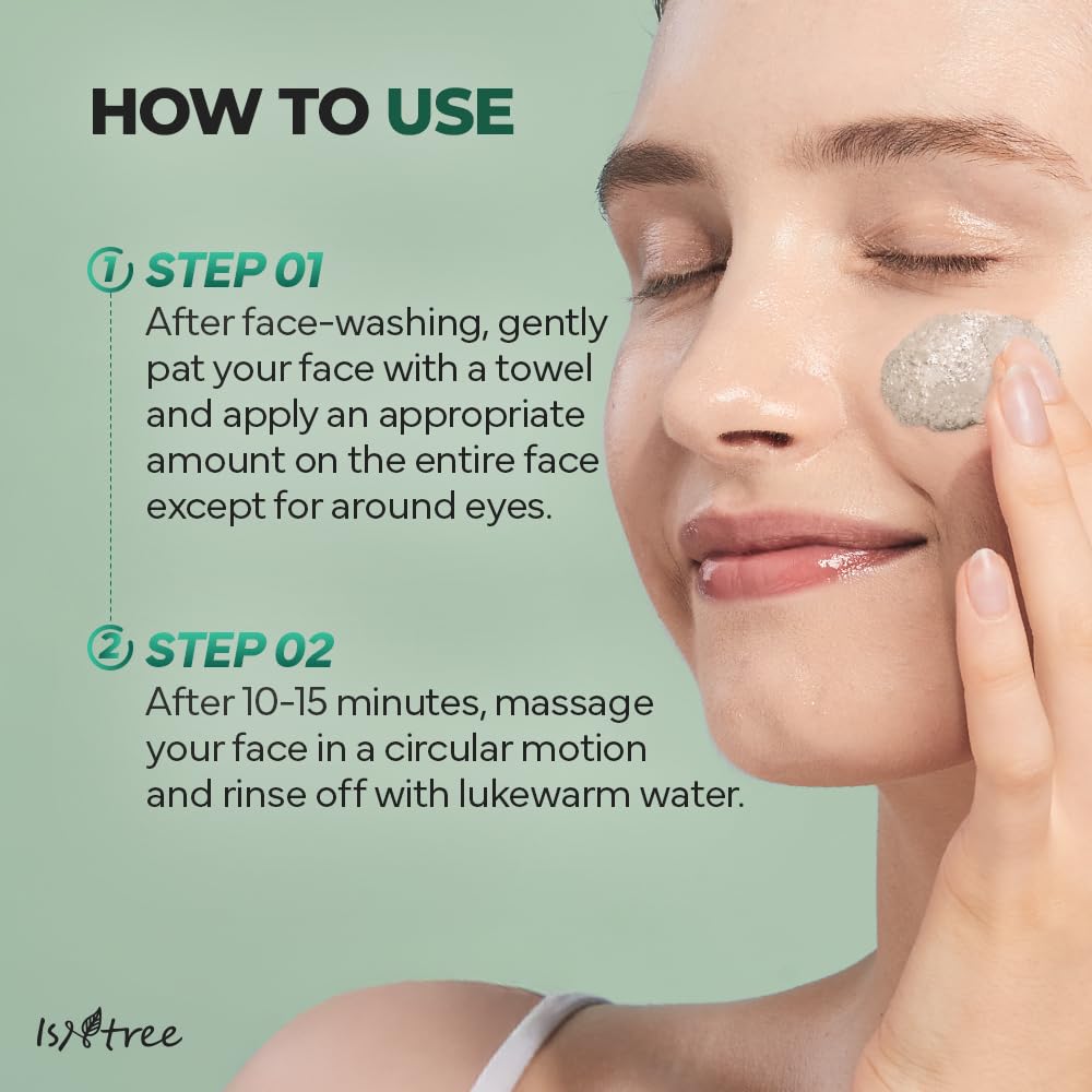 IsNtree Mugwort Calming Clay Mask, ingrédients naturels: soin dérivés de plantes pour la peau.