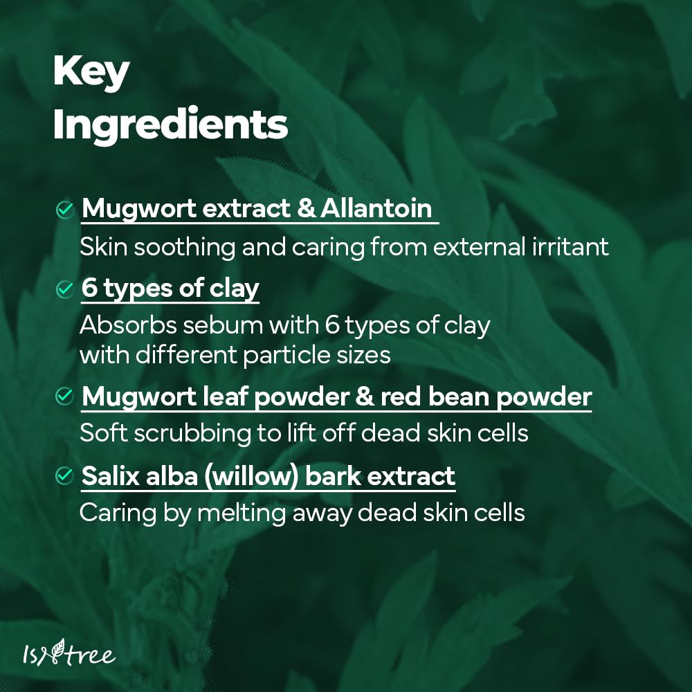 IsNtree Mugwort Calming Clay Mask, peau apaisée: douceur et confort retrouvés.